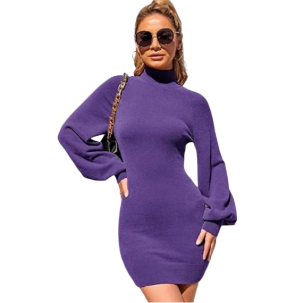 💜NWT! EXLURA! GORGEOUS SWEATER DRESS! SO TRENDY & COMFY! BODYCON! MOCK NECK! - Picture 3 of 16